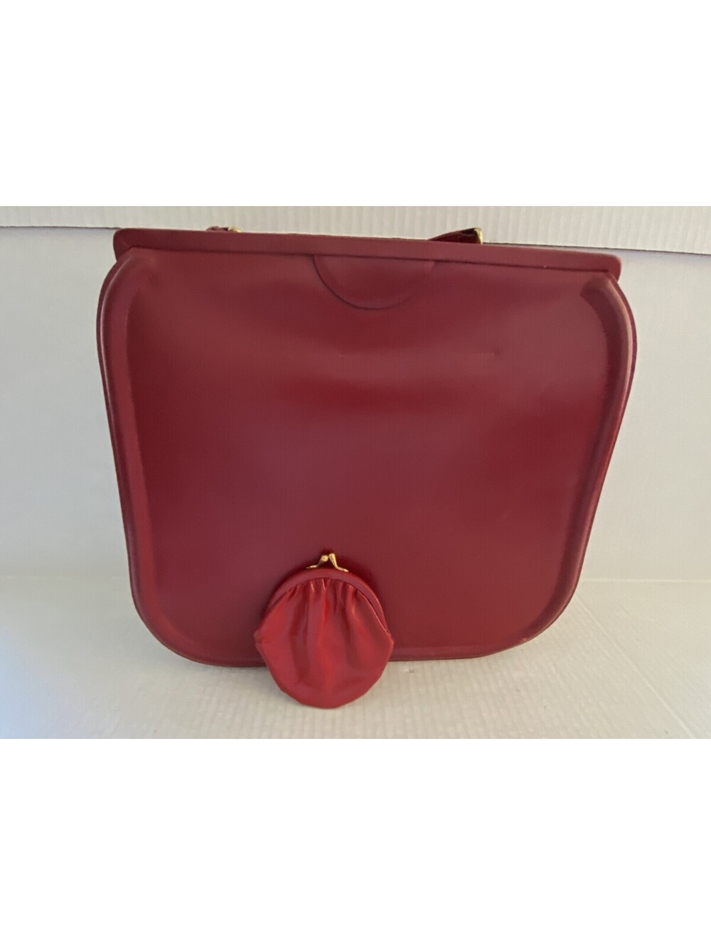 Vintage Red Saks 5th Avenue Paris Structured Leather Purse With Coin Purse 2 Pcs